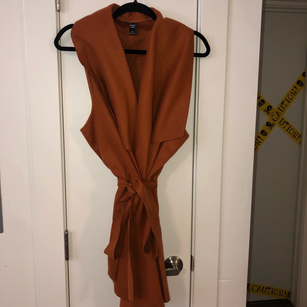 Waterfall Collared Belted Vest Coat